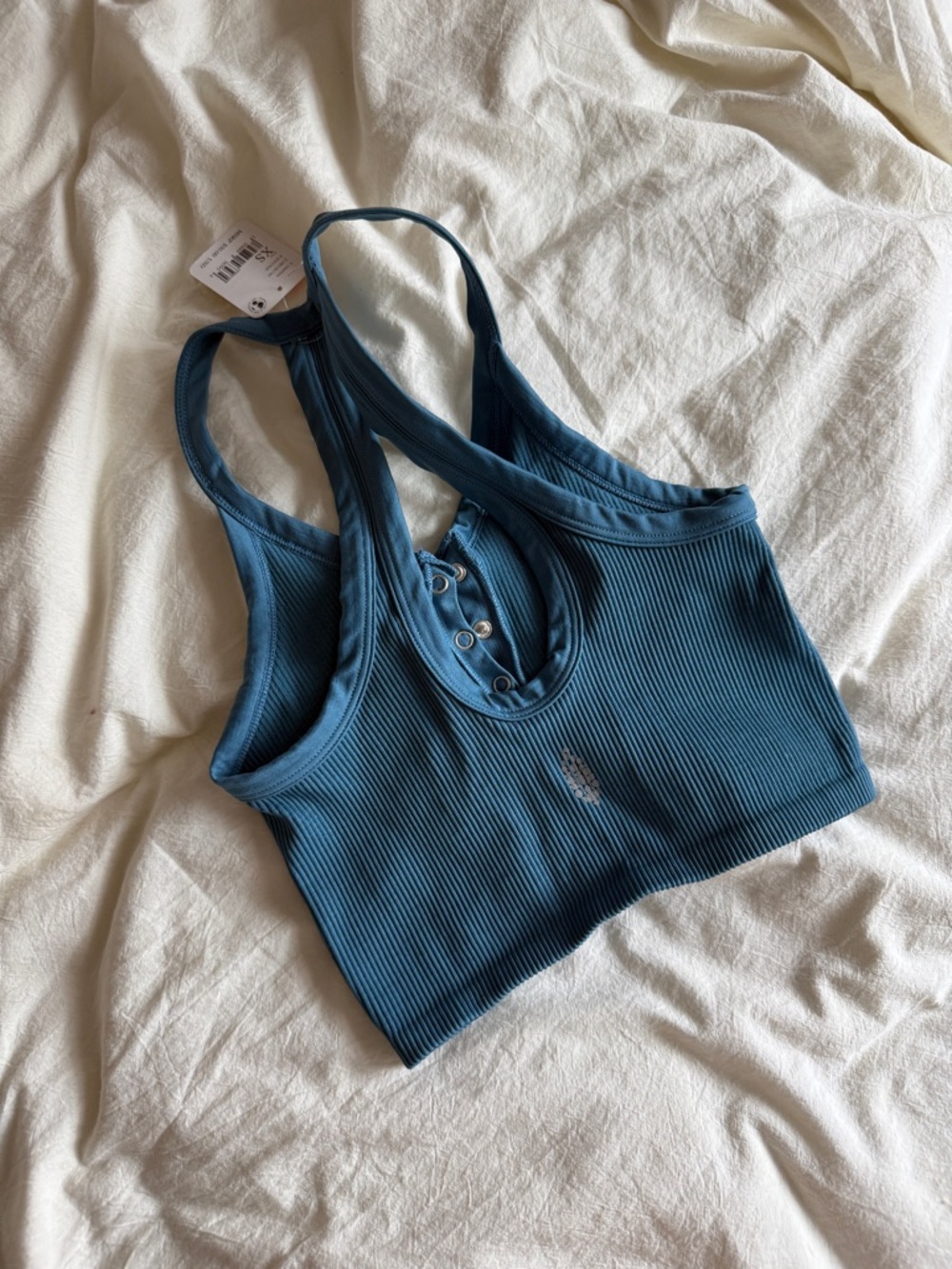 FP Movement by Free People Blue Ribbed Racerback Tank - Picture 2 of 3